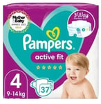 Pampers Active Fit Baby Size 4 Nappy 9-14 Kg/20-31lbs - Pack of 37