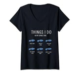 Womens Things I Do In My Spare Time Funny Car Guy Car Enthusiast V-Neck T-Shirt