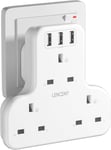 3 Way Plug Extension with 3 USB Ports LENCENT Wall Socket Power Extender for