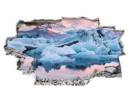 H571 glacier lagoon Frozen Iceland Smashed Wall Decal 3D Art Stickers Vinyl RoomKids Bedroom Baby Nursery Cool Livingroom Hall Boys Girls (HUGE (100x175cm))