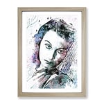 Vivian Leigh In Abstract Modern Art Framed Wall Art Print, Ready to Hang Picture for Living Room Bedroom Home Office Décor, Oak A4 (34 x 25 cm)