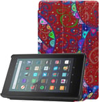 Case for All-new Amazon Kindle Fire 7 Tablet Case(9th Generation,2019 Release),ultra Slim Lightweight Trifold Stand Cover With Auto Sleep/wake, Seamless Retro Colorful Flower Pattern Vector
