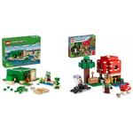 LEGO Minecraft The Turtle Beach House Animal-Care Toy for Kids, Girls and Boys & Minecraft The Mushroom House Set, Building Toy for Kids Age 8 plus, Gift Idea with Alex, Mooshroom & Spider Jockey