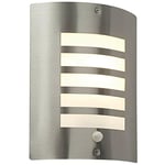 IP44 Outdoor Wall Light PIR Motion Sensor Brushed Steel & Diffuser E27 Edison