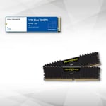 Disque SSD NVMe? WD Blue SN570 1 To + Vengeance LPX - 2x8 Go - DDR4 3600 MHz - C18 - Noir