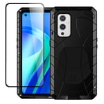 Foluu Compatible with Oneplus 9 Case, for OnePlus 9 5G Metal Case, Aluminum Metal Shockproof Bumper Frame Case Soft Rubber Silicone Military Heavy Duty Hard Case for Oneplus 9 5G (Black)