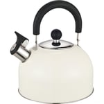 CREAM 2.5 LITRE STAINLESS STEEL STOVETOP HOB WHISTLING KETTLE GAS TEA COFFEE