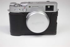 X100V Camera Case, Zakao Genuine Real Leather Half Bottom Opening Version Holster Camera Case With Hand Strap Protective Cover Bag Case for Fujifilm Fuji X100V (Black-b)