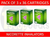 3x 36 Nicorette 15mg Nicotine Inhalator 108 Cartridges For Light & Heavy Smokers