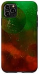 Coque pour iPhone 11 Pro Max Rouge moucheté d'huile contre vert vif.