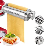 Airpro Pasta Maker Attachment, ZACME Washable Stainless Steel Attachment for KitchenAid Stand Mixers, Durable Silent Sheet Roller with Cleaning Brush (Silver)