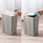 1 Piece Household Square Trash Can With Lid Push-Type Plastic Light Gray R6Z6