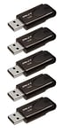 PNY Pack de 5 Clés USB 2.0 Attaché 4 avec Capuchon Coulissant, Noir, 5x32GB
