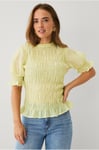Ellos Collection - Blus Med Smock Och Puffärm - Gul