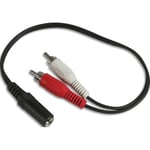 APM Adaptateur jack 3.5 / 2 RCA, stéréo, femelle mâle, noir, 15cm