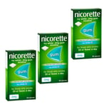 3 x Packs Of Nicorette Icy White 2 mg Chewing Gum  X 30 Pieces In Each Packet 90