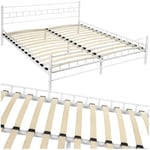 TecTake® Cadre de lit avec sommier en Bois Lit 180x200 cm Cadre en Acier laqué époxy Lit 2 Personnes Lit Double Lit Adulte, ado ou Enfant Chambre Adulte Moderne Meuble Chambre pour Matelas 180x200