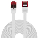 BIGtec Câble LAN Ethernet - 10 m - Câble réseau plat flexible - Blanc - Câble plat Gigabit DSL RNIS - Câble de pose - Fiche RJ45