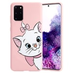 ZhuoFan Samsung Galaxy S20 Case, Phone Cases Pink Liquid Silicone with Pattern Shockproof Soft Gel TPU Back Cover Bumper Skin for Samsung Galaxy S20 Smartphone, Cat 01