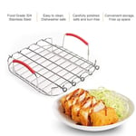 1X(9 Inch Stainless Steel AirFryer Grill Rack Versatile Square Roasting Grill wi