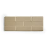 Tête de lit pour lit 140 briques simili-cuir mur 152 x 57 x 5 cm Rembourrage en mousse et renfort de dossier couleur camel clair - Matris