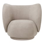 Ferm Living - Rico Lounge Chair Brushed Sand - Fåtöljer - Trä/Textilmaterial