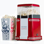 Retro Popcorn Maker - Delicious 1200W Free Hot Air Popped Popcorn in Style with 6 Serving Boxes & a Convenient Butter Scoop