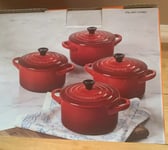 Le Creuset 4-piece Stoneware Round 14CM Large Cocottes -Cerise (New)