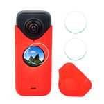 Red Rubber Sleeve Case for Insta360 ONE X2 + Screen Protector,ULBTER Silicone Protective Case for Insta 360 ONE X2 Panoramic Action Camera Accessory