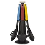 Joseph Joseph Elevate - Kitchen tools & gadgets Carousel 6-Piece Utensil Set with rotating stand, Ergonomic silicone handles, non stick head- Blue Multicolour
