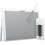 XENCELABS Tablette Graphique Pro à Stylet, Tablette de Dessin avec Télécommande de Raccourcis, Compatible avec Mac, Windows et Linux, Blanc Nébuleux