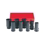 Force 34quot Impact Socket Set Long Square amp Hexagon SAE 8Piece