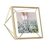 Umbra Prisma Picture Frame, 4 x 4 Photo Display for Desk or Wall, Matt Brass