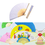 1pc Diy Chinese Folding Bamboo Blank Paper Fan Kids Handcraf One Size