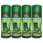 4x Plastic Green Spray Paint Home & Garden Restote & Renew Plastic Surface 300ml