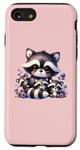 Coque pour iPhone SE (2020) / 7 / 8 Adorable famille de ratons laveurs roses avec des myrtilles
