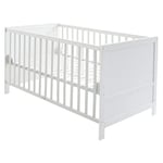 roba Lit Bébé Évolutif 70x140 - Réglable en Hauteur - 3 Barreaux Amovibles - 0 à 7 Ans - Blanc