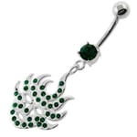Belly Button Ring 316L Surgical Steel Emerald 5mm Multi Jeweled Burning Mask