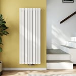 EMKE Radiateur Vertical, 1600x620 mm, Radiateur Plat Avec Design À Raccordement Central, Radiateur À Panneaux Double Couche Mural, Blanc, 1988 Watts