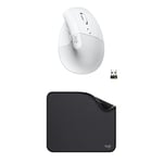 Logitech Lift Souris Ergonomique Verticale, Sans Fil, Bluetooth ou récepteur USB Logi Bolt + Mouse Pad - Studio Series, Tapis de Souris d'Ordinateur