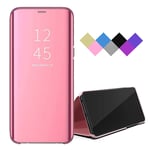 BRAND SET Case for Samsung Galaxy A51 5G Plating Smart Mirror Case Shell Automatic Have Sleep/Wake Function Flip Case All-inclusive Mobile Phone Case Suitable for Samsung Galaxy A51 5G-Rose Gold