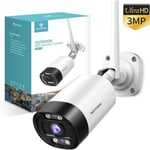 Caméra de Sécurité de Surveillance Autonome 2K-Stockage MicroSD /Cloud-Alarme de Sirène+Message-Audio Bidirectionnel-Contrôle parAPP