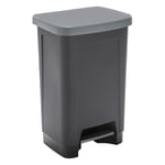 Sundis Step Bin, Mülleimer 50l mit Pedal und Deckel, aus recyceltem Kunststoff, rechteckig, schwarz und anthrazit, für Küche, Büro, Waschküche, Garage, Werkstatt