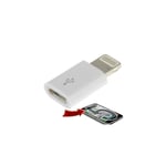 Adaptateur blanc pour iPhone 6/6 Plus, 5 / 5S / 5C, Mini iPad / Mini 2 Retina, iPod Touch 5, 4, Nano 7 Mini Mini Lightning Mâle à Micro USB Femelle,