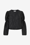By Malina - Blus Zoey Double Pouf Sleeve Blouse - Svart