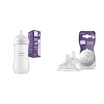 Philips Avent Biberon à Réponse Naturelle de 330 ml, sans BPA & Avent Lot de 2 tétines pour biberon à Réponse Naturelle 0% BPA, Débit 5 pour Bébé de 6 mois + (modèle SCY965/02)