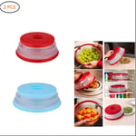 Big Bargain Store Food Splatter Guard Colander Strainer with Steam Vents for Fruit Vegetables Collapsible Plastic Microwave Plate Cover 2PCS BAP Free and Non-Toxic Red+Blue