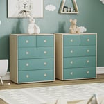 Junior Vida Neptune 5 Drawer Chest Set of 2 Chest of Drawers Storage Bedroom Furniture