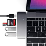 SATECHI Aluminum Type-C USB 3.0 3-in-1 Combo Hub with USB-C Pass-Through - For M2/ M1 MacBook Pro/Air, M2/ M1 iPad Pro/Air, M2 Mac Mini, iMac M1 (Space Gray)