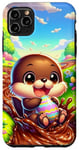 Coque pour iPhone 11 Pro Max Kawaii Otter Easter: Adorable Otter Chocolate River Easter